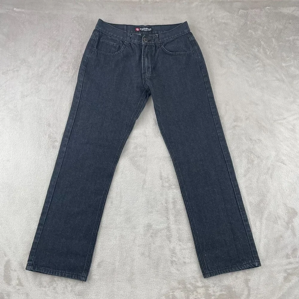 Southpole Jeans Men 32 (Meas. 30x30) Black Straight Fit Zip Fly Skate